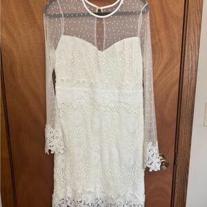 Lulu's White Lace Long Sleeve Dress